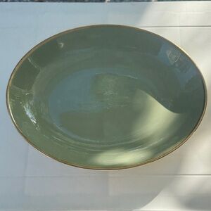 TAYLOR SMITH TAYLOR CLASSIC HERITAGE CELADON GREEN OVAL SERVING BOWL 9 1/2”